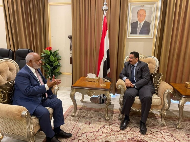 وزير الخارجية خلال لقائه محافظ الحديدة