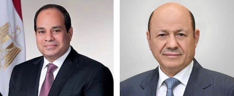رئيس مجلس القيادة الرئاسي مع نظيره المصري