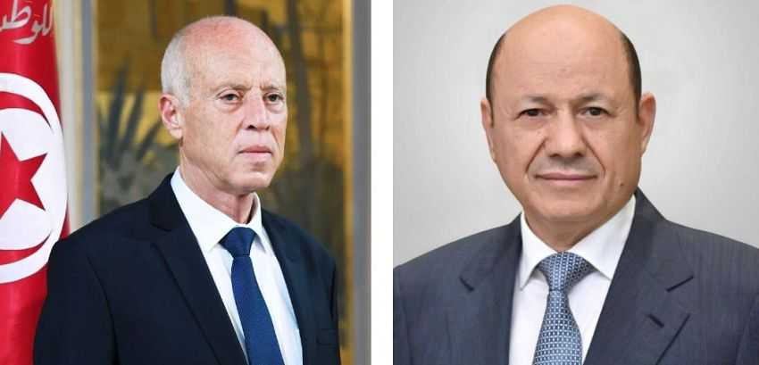 رئيس مجلس القيادة الرئاسي يهنئ الرئيس قيس سعيد رئيس الجمهورية التونسية