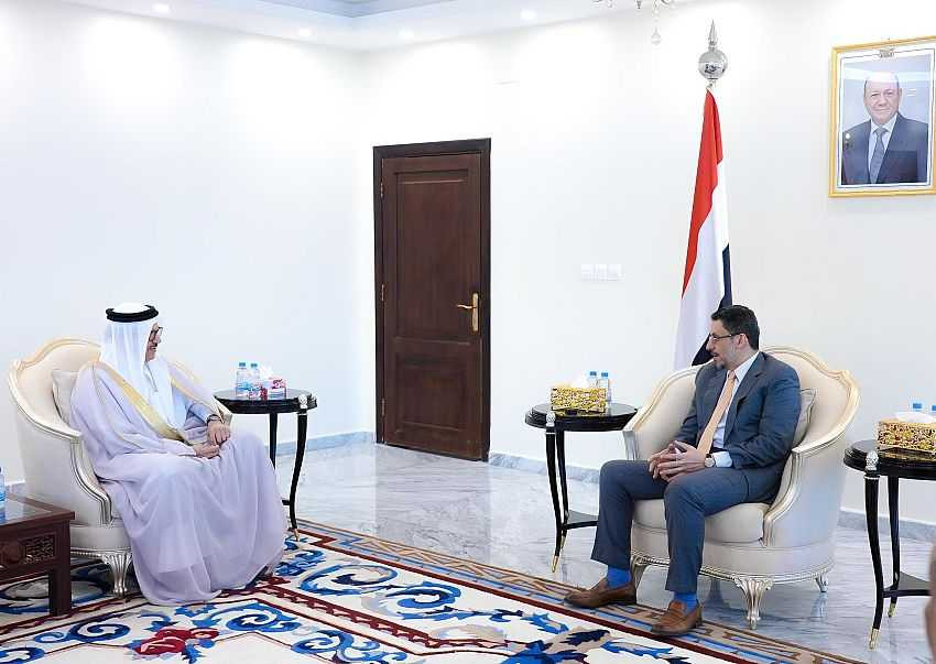 لقاء رئيس الوزراء بعدن وزير الخارجية البحريني